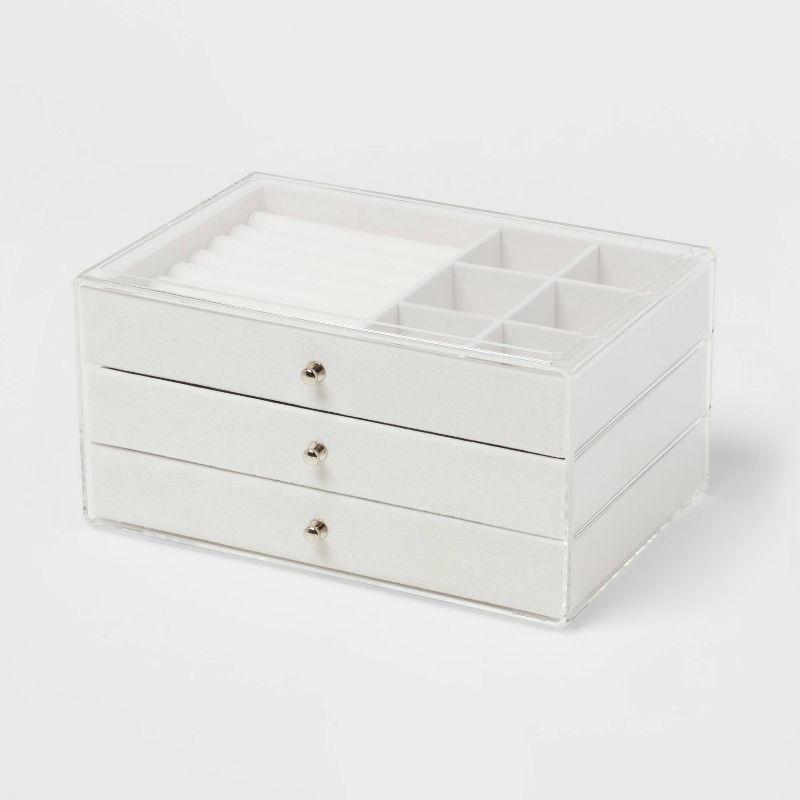 Cream and Gold 3-Drawer Acrylic Accessory Organizer