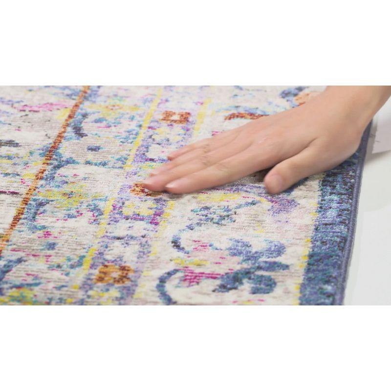 Elysian Blue & Cream Square Synthetic Area Rug - 6'5"