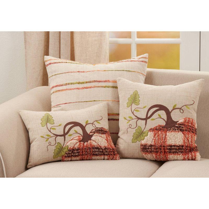 22"x22" Natural Woven Line Design Cotton Throw Pillow