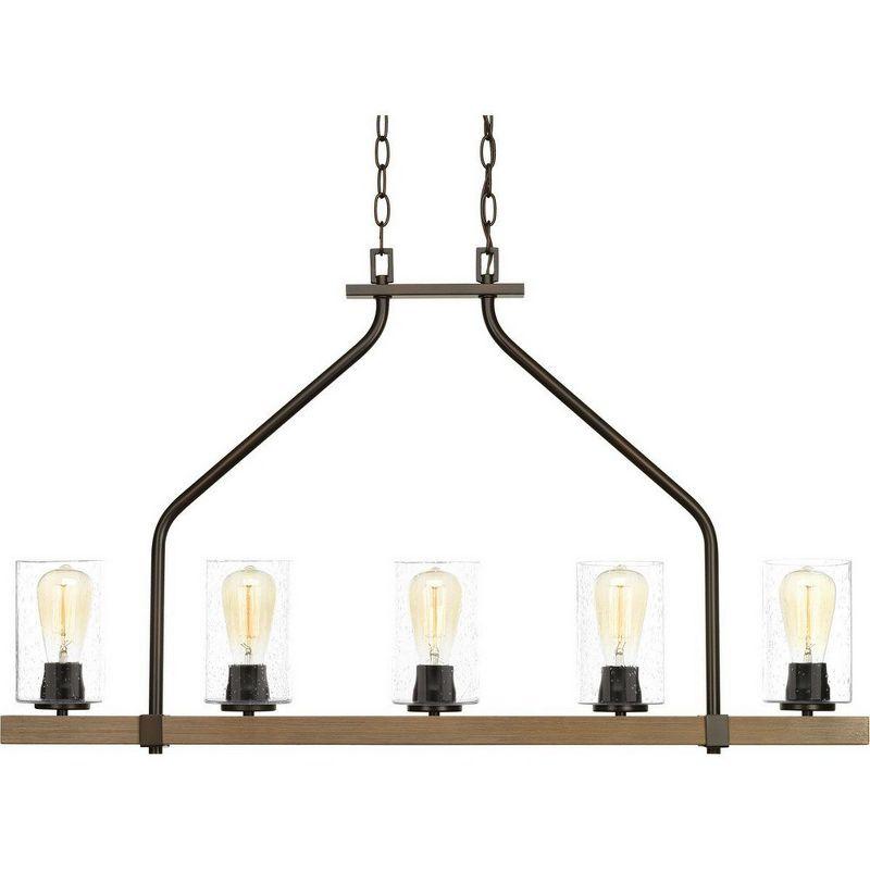 Progress Lighting, Topsail, 5-Light Chandelier, Antique Bronze, Parchment-finish Glass Shades