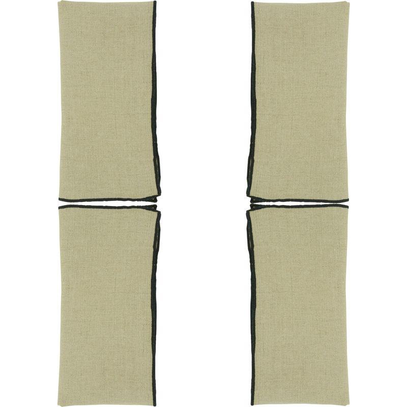 Saro Lifestyle Stitched Border Stonewashed Linen Napkins (Set of 4), Black/Natural, 20" x 20"