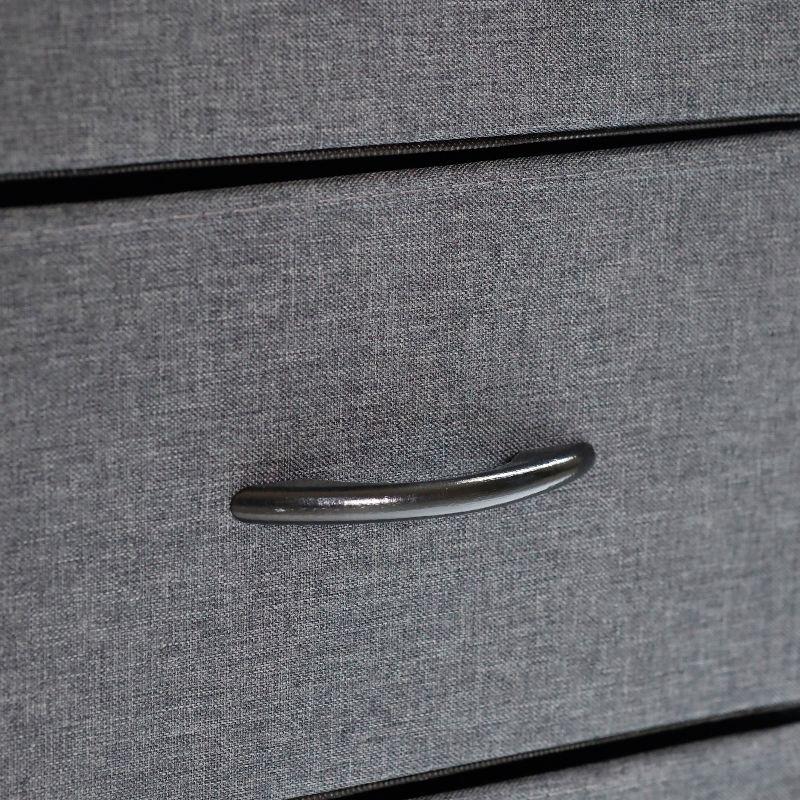 Emma and Oliver Charging Nightstand with 3 Fabric Drawers, 2 USB Ports, 1 Outlet in Charcoal/Blk