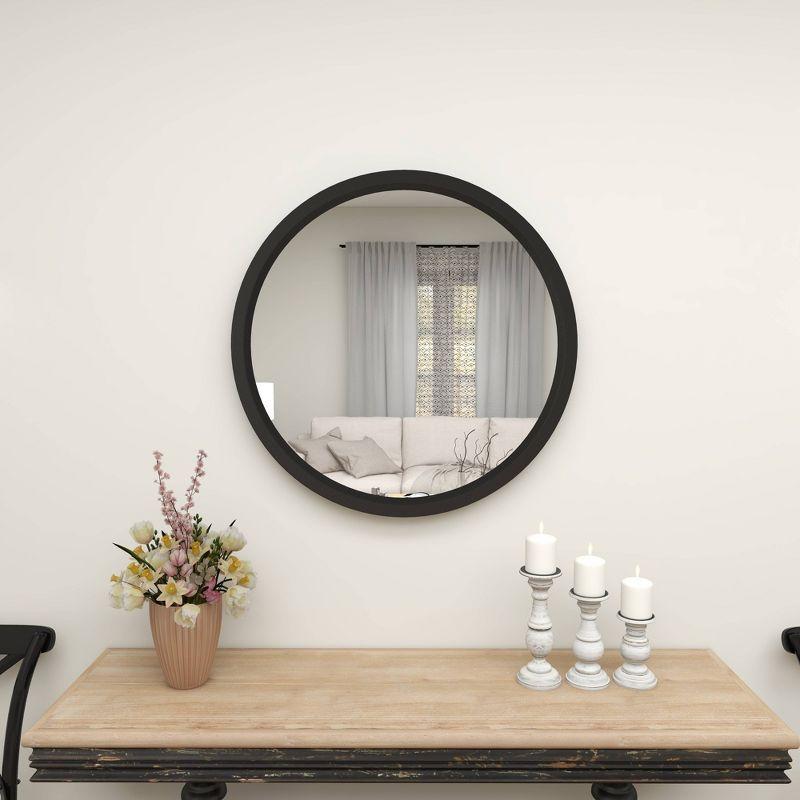 32" Contemporary Wood Wall Mirror Black - Olivia & May: MDF Frame, No Assembly, Wall Mount