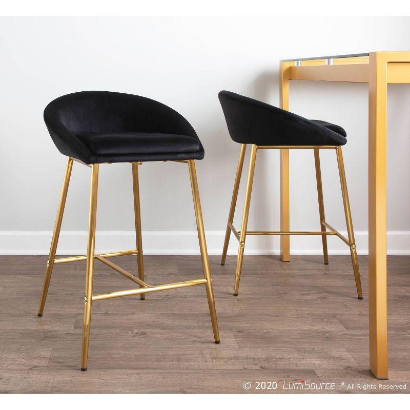 Wenty Glam Upholstered Counter Stool with Metal Frame (Set of 2)