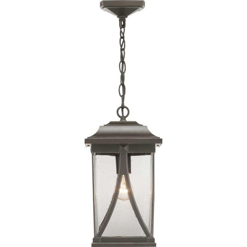 Progress Lighting Abbott 1-Light Outdoor Hanging Lantern in Antique Bronze with Clear Seeded Glass Shade