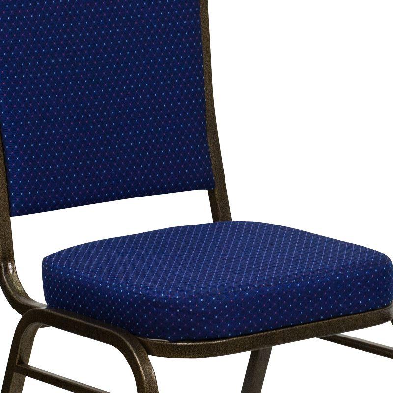 Navy Blue Patterned Fabric Stacking Banquet Chair with Gold Frame