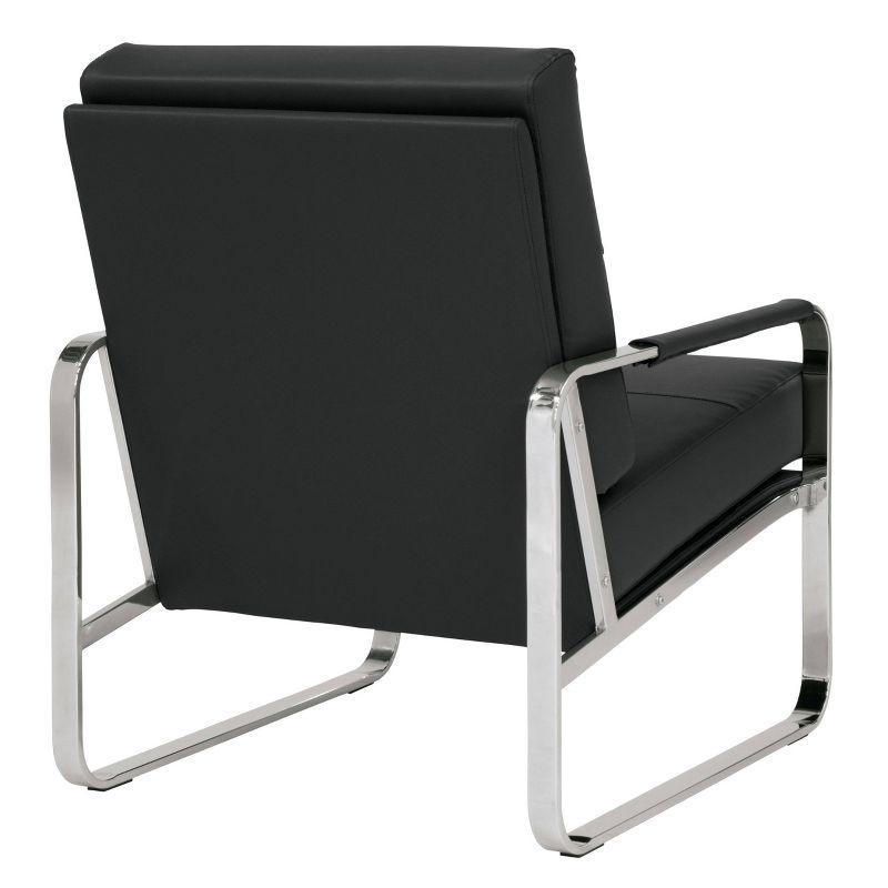 Allure Modern Blended Leather Accent Arm Chair Black/Chrome: Chrome-Finished, Padded for Comfort - Studio Designs Home