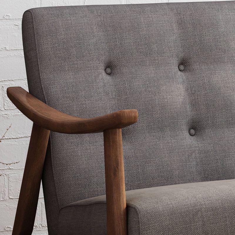 Hetel Mid-Century Modern Settee Dark Gray - Christopher Knight Home: Rubberwood Frame, Polyester Upholstery, Button Tufted