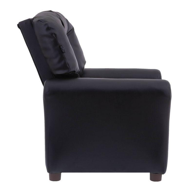 Eco-Friendly Traditional Black Faux Leather Kids' Recliner