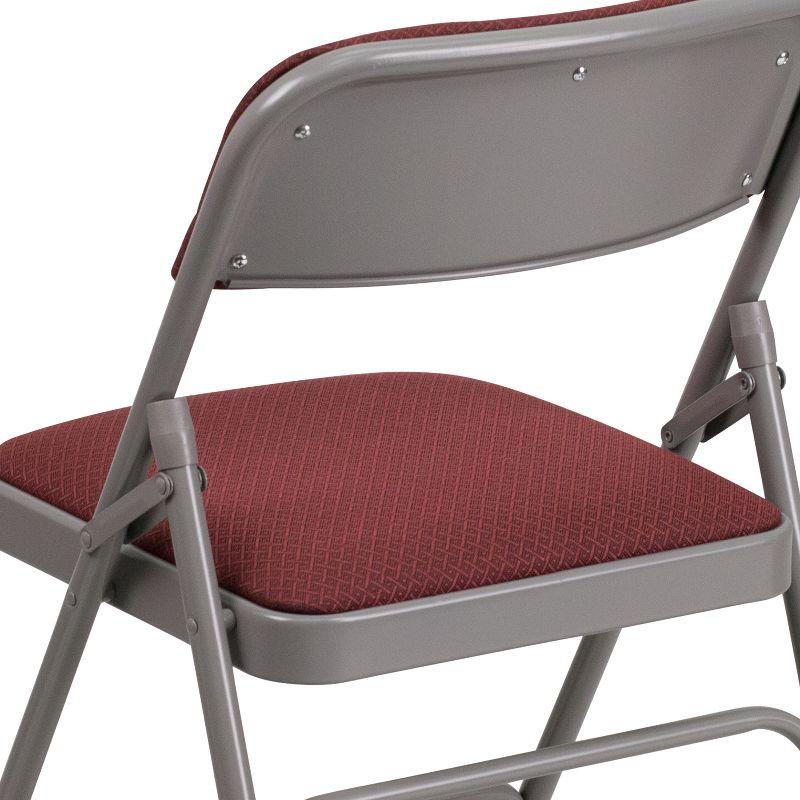 Burgundy Patterned Armless Metal Folding Chair Set