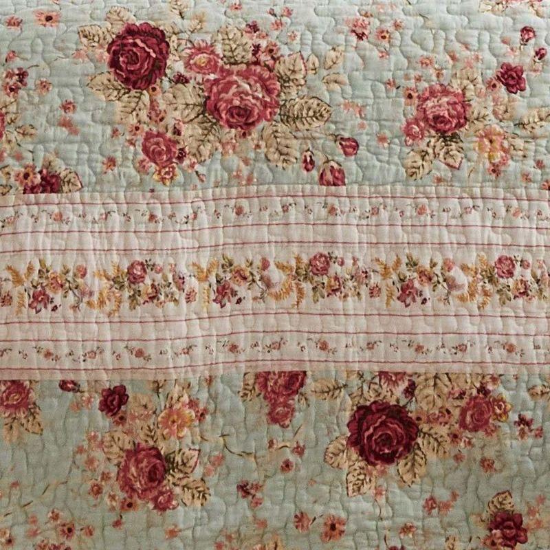 Greenland Home Fashions Antique Rose Cotton Reversible Quilt Set with Throw Pillows
