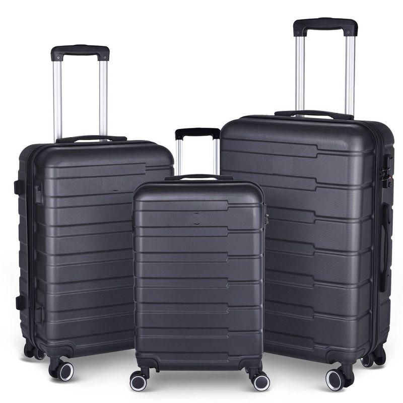 Luggage Set of 3, Suitcases with Spinner Wheels Hardside Expandable Luggage Suitcase Set with TSA Lock for Travel-Black