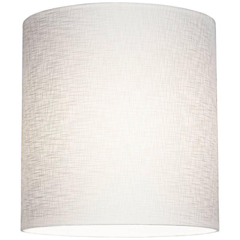 Springcrest White Tall Linen Medium Drum Lamp Shade 14" Top x 14" Bottom x 15" High (Spider) Replacement with Harp and Finial