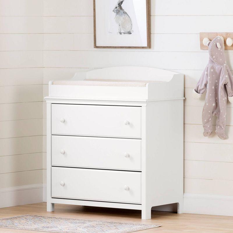 Pure White Compact Changing Table with Drawers