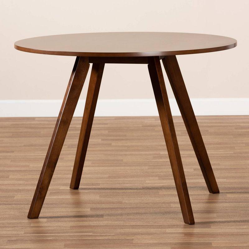 Baxton Studio Alana Round Wood Dining Table Walnut: Modern Style, Seats 4, Rubberwood Construction