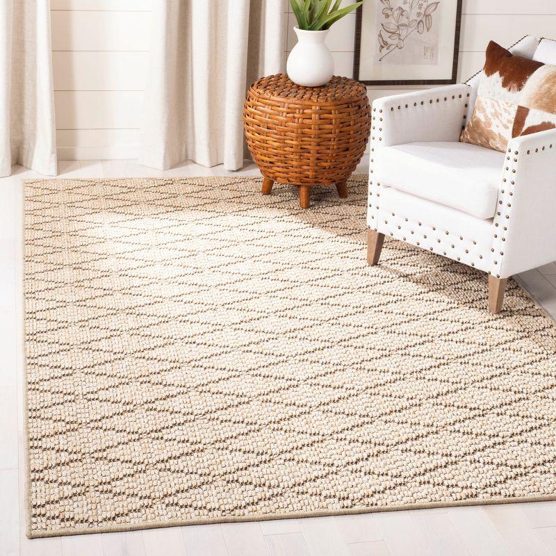 Beige and Brown Geometric Sisal Area Rug, 5' x 8'