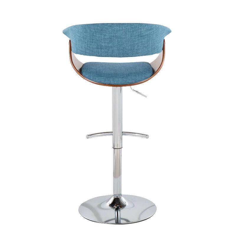 Set of 2 Vintage Mod Upholstered Barstools Blue/Walnut - Lumisource: Chrome Base, Cushioned, Swivel