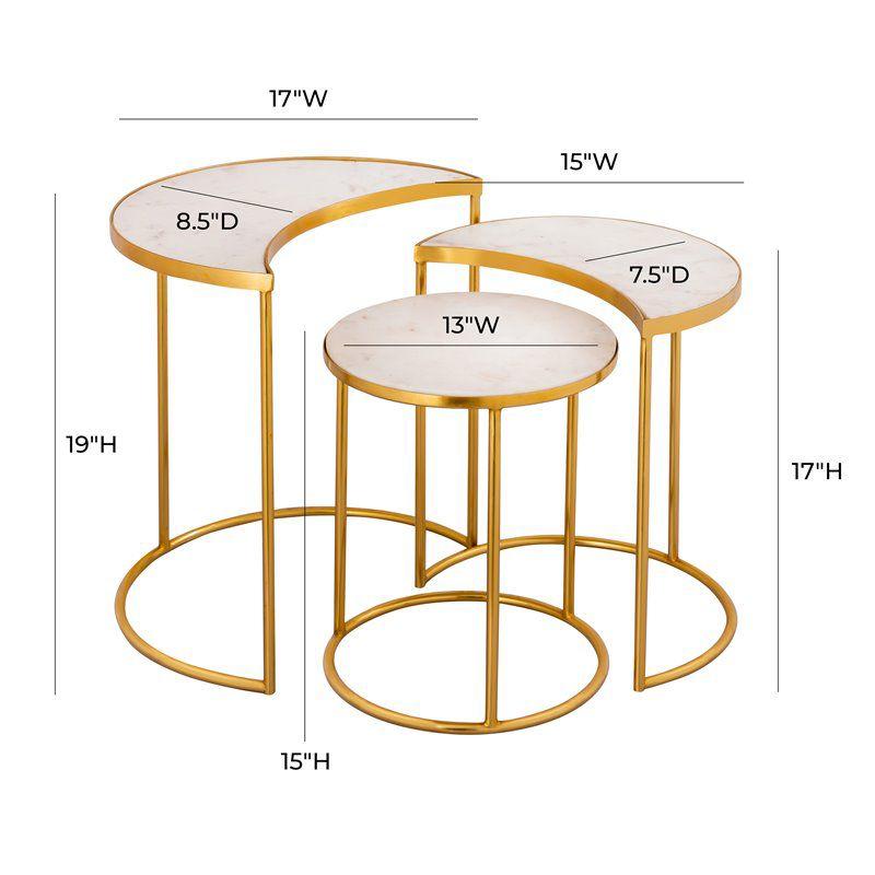 TOV Furniture Crescent 19"H Modern Iron Metal Side Table in White/Gold