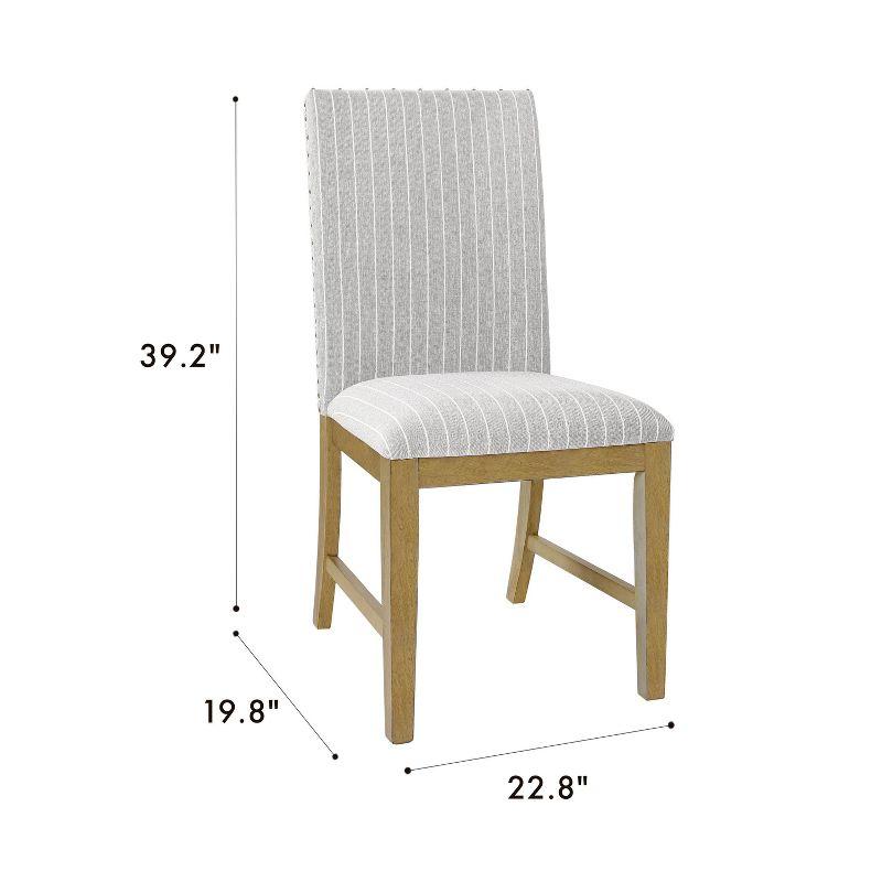 Light Grey Upholstered Linen Parsons Side Chair Set with Wood Frame