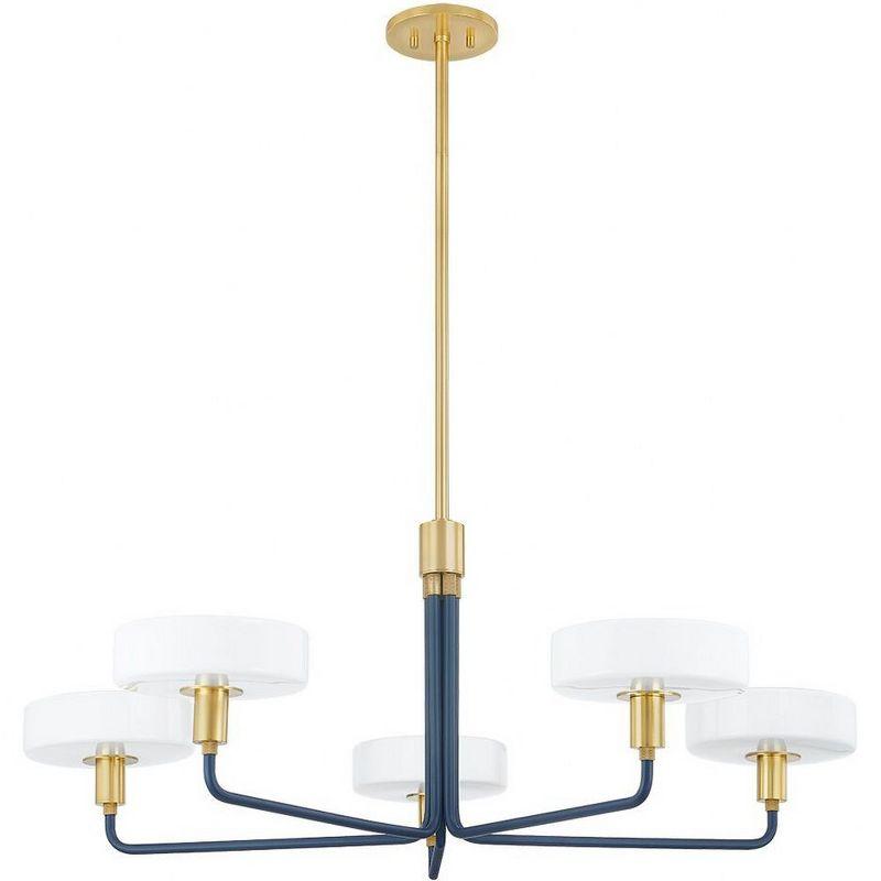 Weese Chandelier - Blue and Brass / 39"Dia