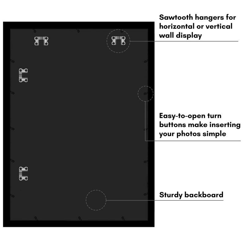 Poster Frame - Wooden Picture Frame with Mat and Plexiglass Cover