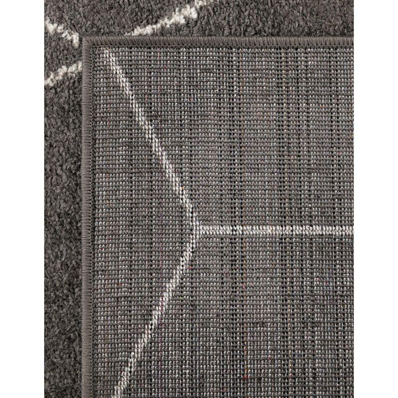 Dark Gray & Ivory Trellis 4' Square Synthetic Area Rug