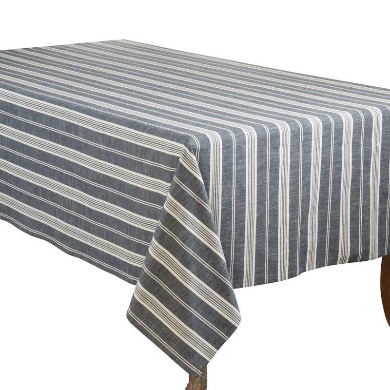Saro Lifestyle Striped Design Tablecloth, 70"x70", Blue