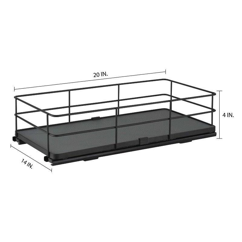 Organize It All 13.8"x20" Slide Out Shelf Organizer: Steel Kitchen Cabinet Storage, Black, 4.5" Height, 16.16 lbs
