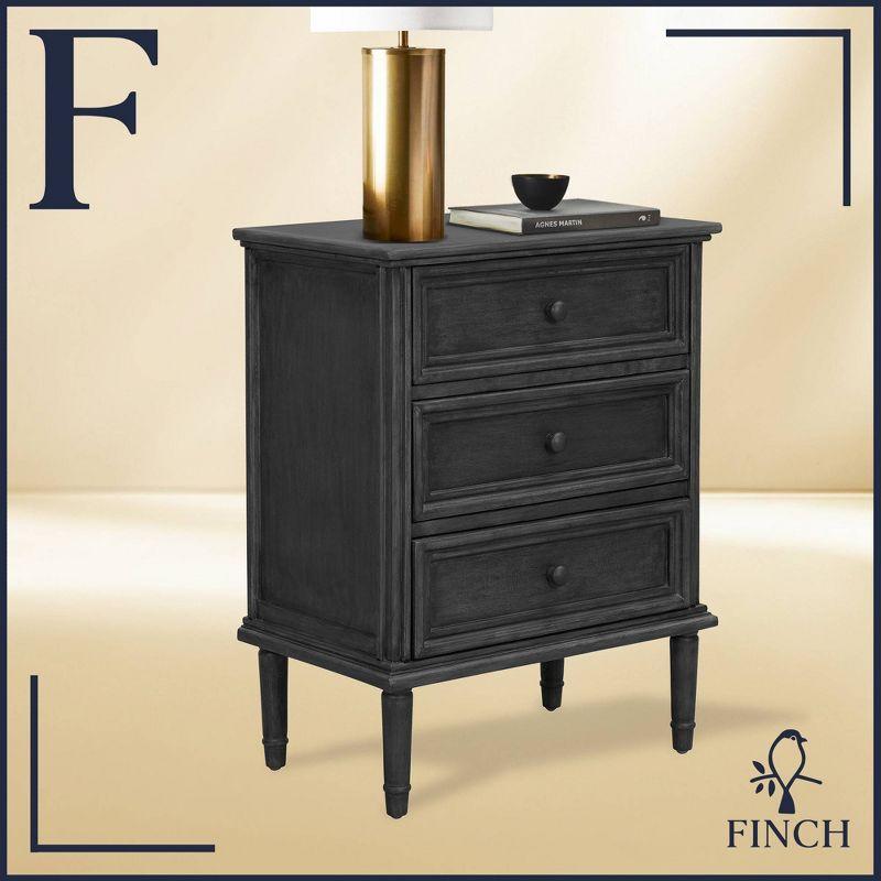 Traditional Dark Gray 3-Drawer Office Storage Cabinet with Bronze Hardware