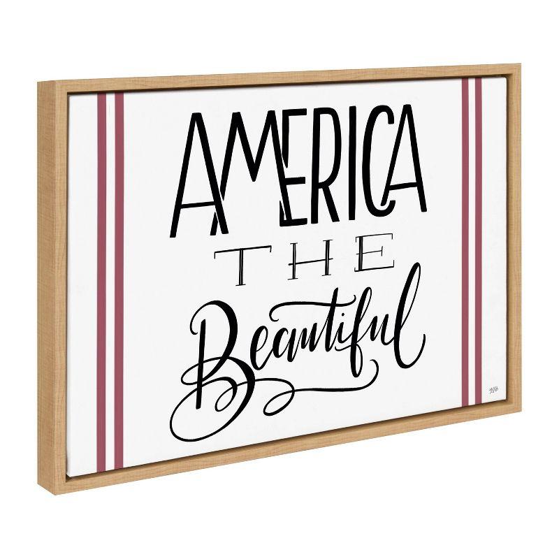 America The Beautiful Patriotic Canvas Print with Natural Frame