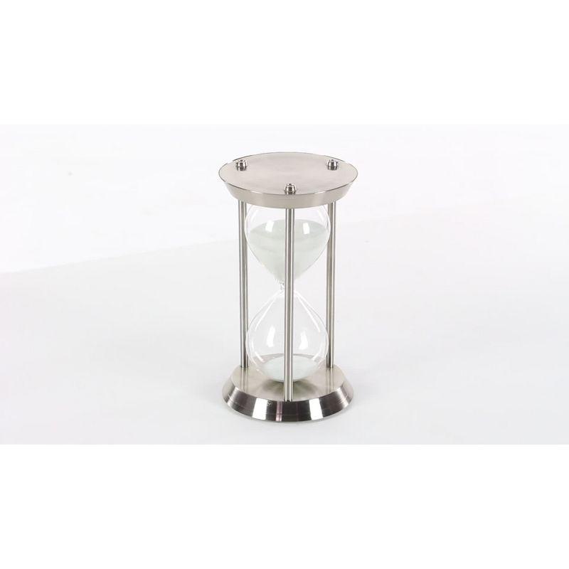 Elegant Silver Metal and Glass 12" Hourglass Sand Timer