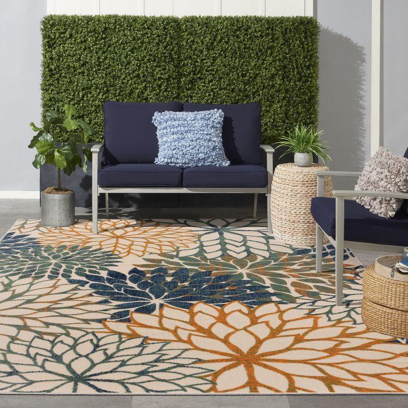 Nourison Aloha Floral 12' x 15' Blue Green Tropical Indoor/Outdoor Area Rug