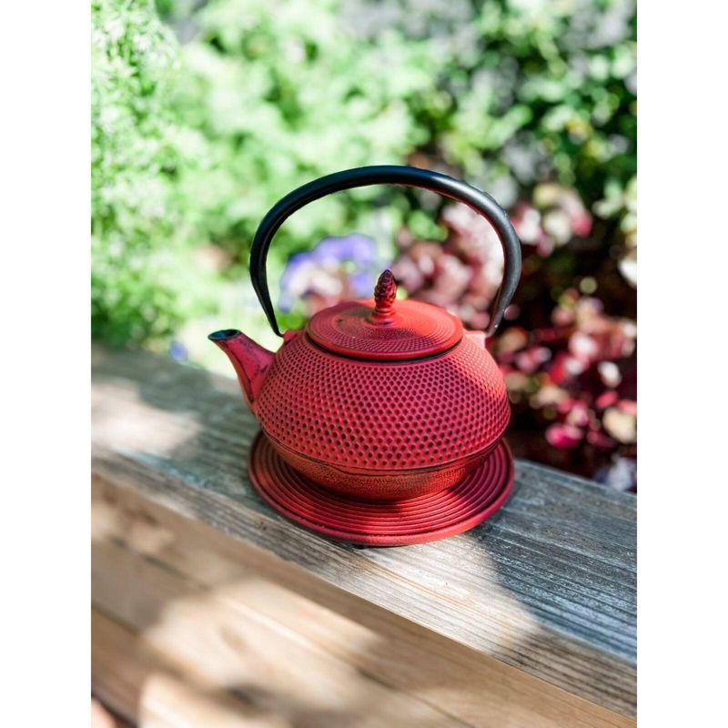 Frieling JA "Arare" CAST IRON TEAPOT 40.5 fl. oz. Red with trivet