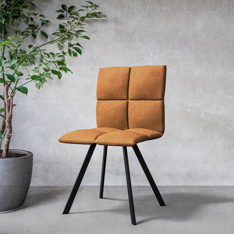 LeisureMod Wesley Modern Faux Leather Dining Chair with Black Metal Legs