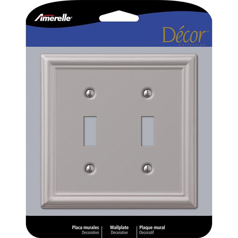 Chelsea Brushed Nickel 2-Gang Steel Toggle Wall Plate