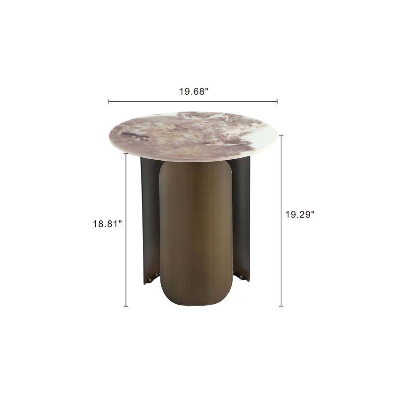 Manhattan Comfort Monica Sintered Stone Top End Table Gold