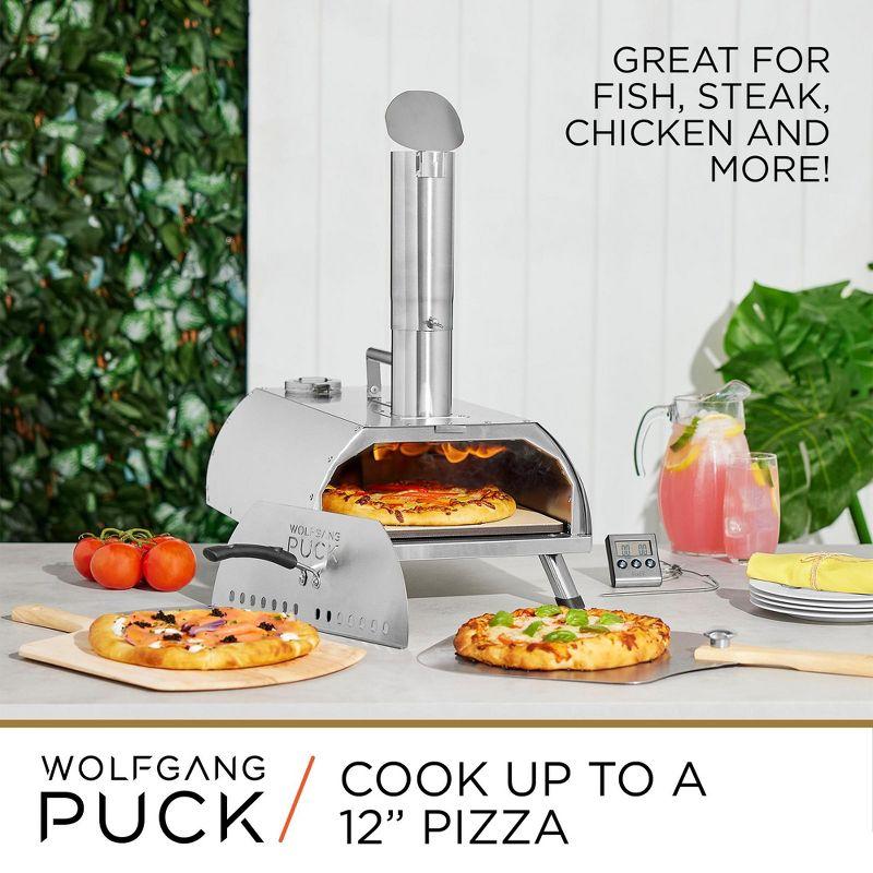 Wolfgang Puck Outdoor Pizza Oven, Durable Stainless Steel, Portable Pizza Oven, Compact Storage, Pellet Pizza Oven Silver