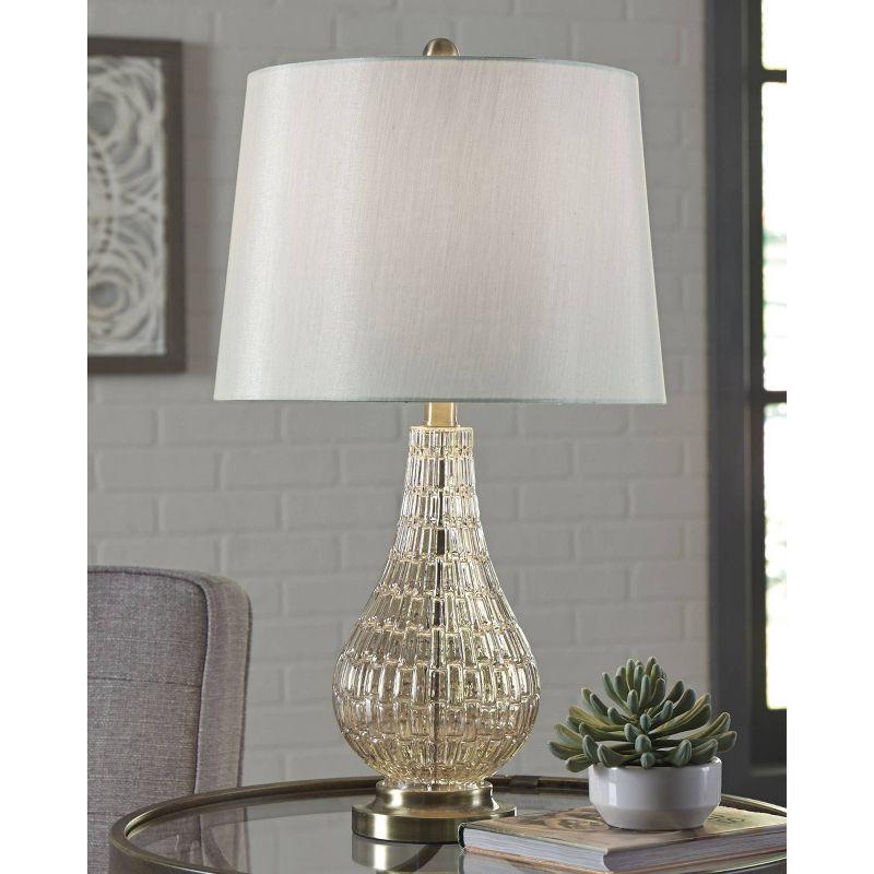 Signature Design by Ashley Latoya Glass Table Lamp Champagne: Metallic Finish, 3-Way Switch, UL Listed