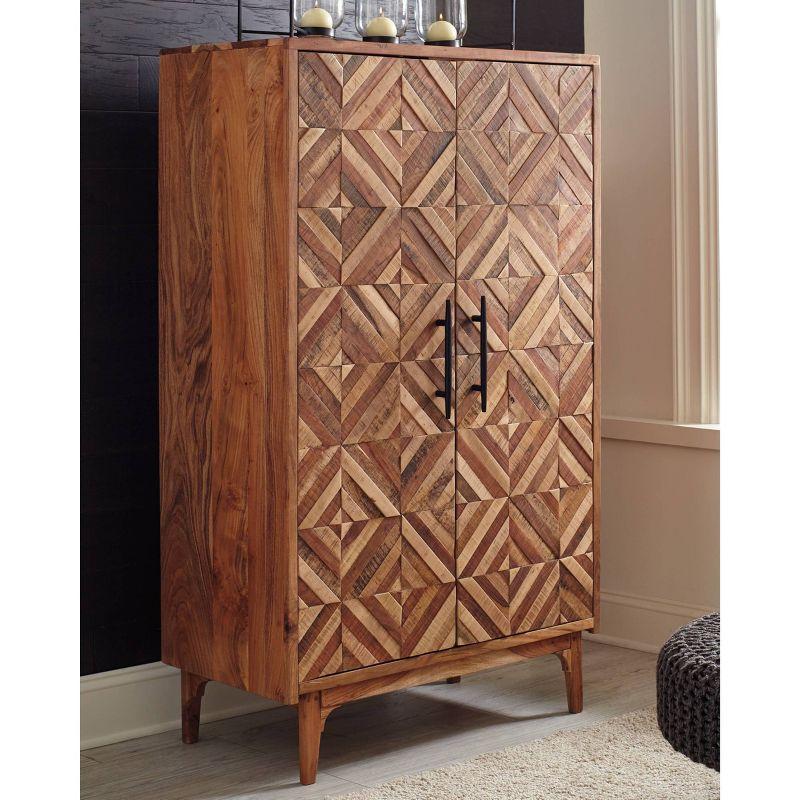 Contemporary Diamond Inlay Brown Accent Cabinet 36"x18"