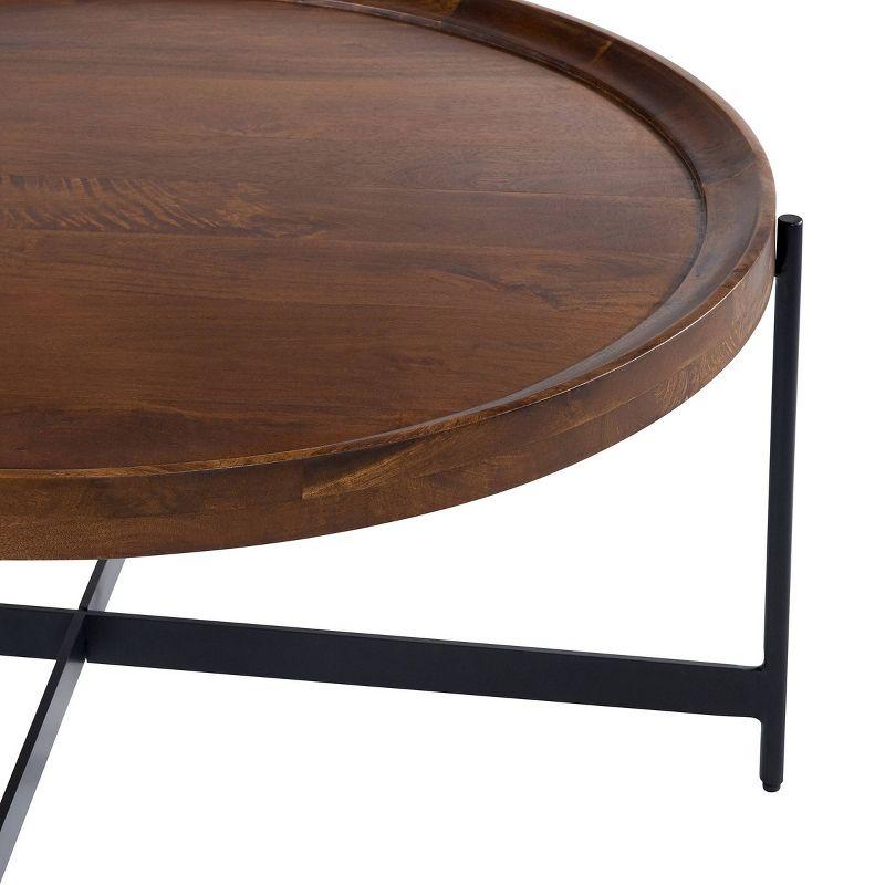 43.5" Chestnut & Black Round Wood-Metal Coffee Table