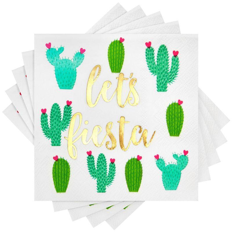 Juvale 50 Pack Let’s Fiesta Taco Napkins for Party, Cinco De Mayo Party Decorations, Paper Margarita Napkins, 5x5 In
