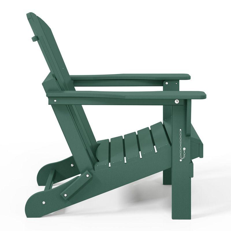 WestinTrends Malibu HDPE Outdoor Patio Folding Adirondack Chair (Set of 4), Dark Green