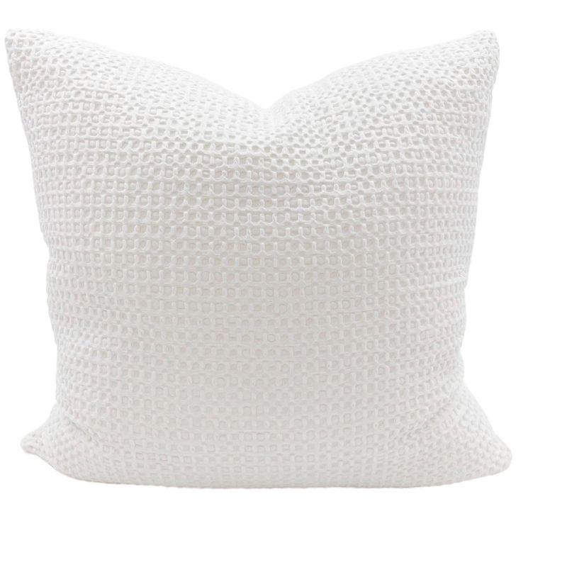 Cool Cotton White Waffle Weave Pillow 20x20 24x24 / Down / White
