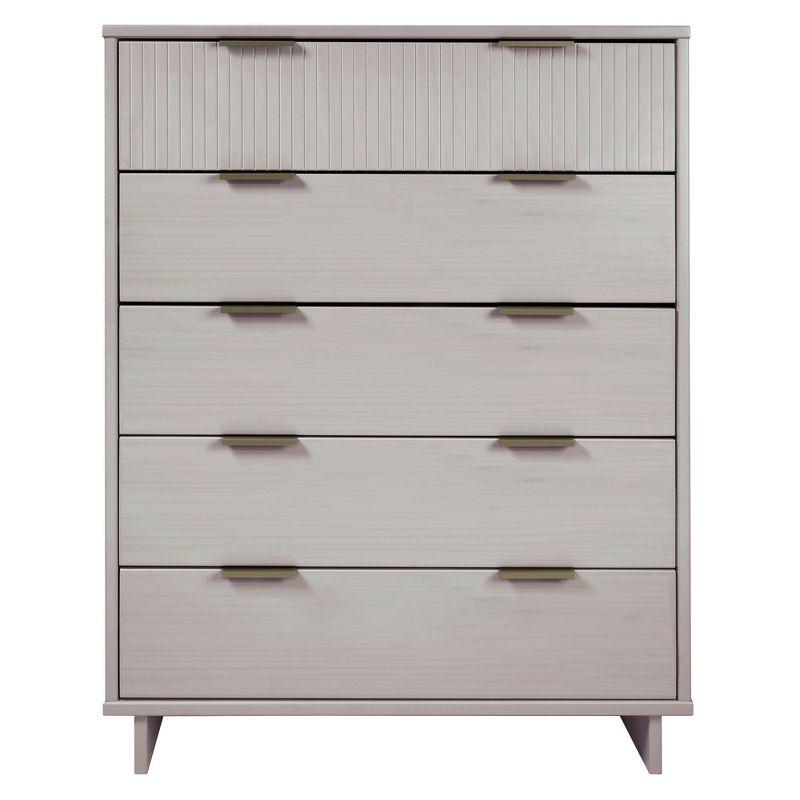 Manhattan Comfort Tall Granville Modern 5 Drawer Dresser Light Gray: Wood Frame, Spot Clean, Anti-Tip Hardware