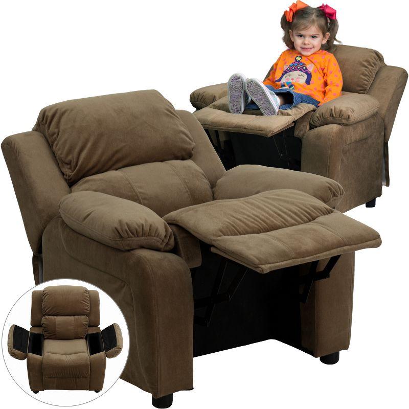 Emma and Oliver Deluxe Padded Contemporary Kids Recliner with Storage Arms