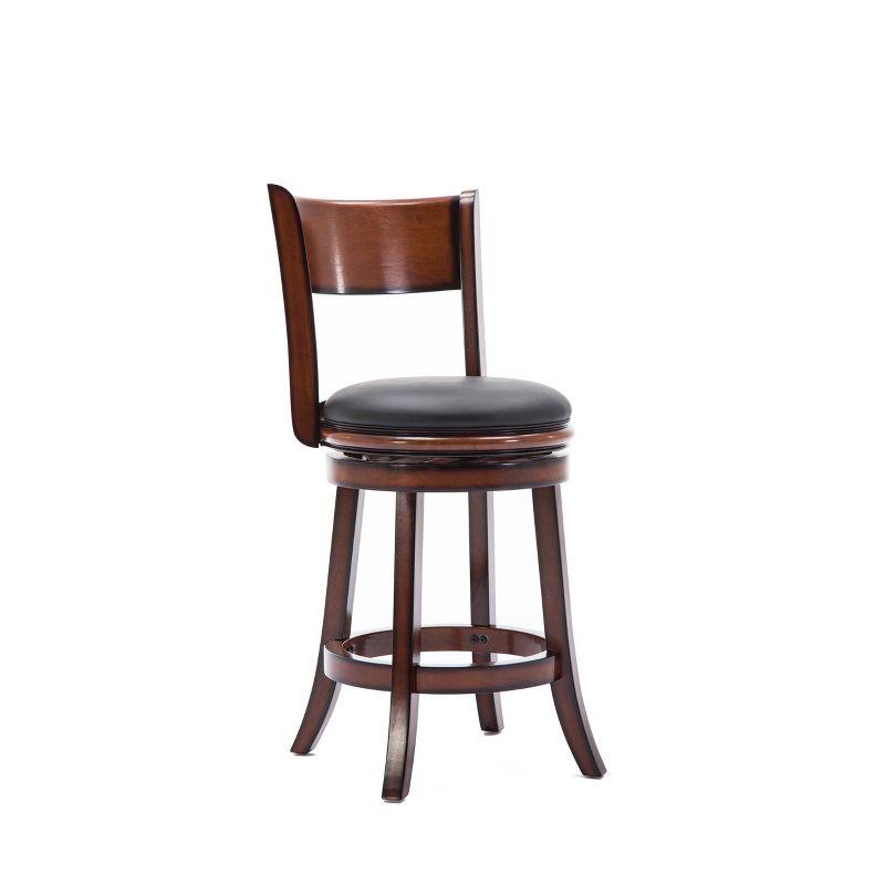 Palmetto 24" Brandy Black Leather Swivel Counter Stool