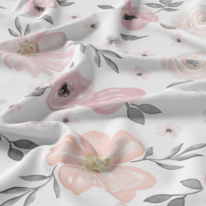 Sweet Jojo Designs Queen Duvet Cover and Shams Set Watercolor Floral Pink and Grey 3pc