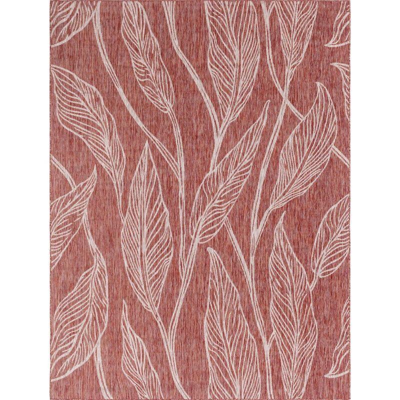 Unique Loom 9' 0 x 12' 2 Rectangle Indoor/Outdoor Botanical Rust Red Area Rug