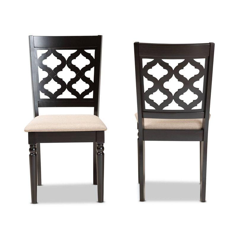 Ramiro Sand Upholstered & Dark Brown Wood Dining Chair Set
