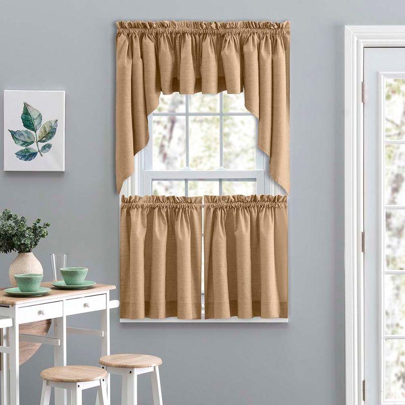 Tan Poly Cotton Duck Fabric Rod Pocket Window Tiers